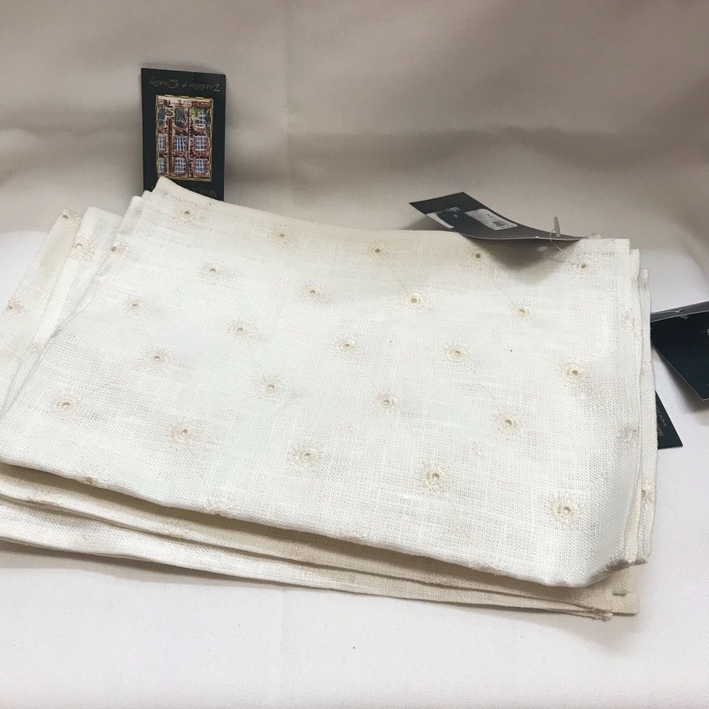 Blarney Woolen Mills linen embroidered dot napkins - set of 6